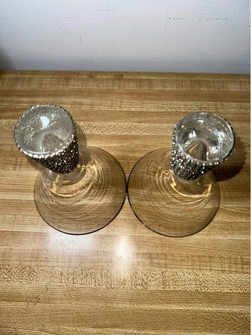 Set of 2 Premium Rhinestone Jeweled Stem Champagne Glasses